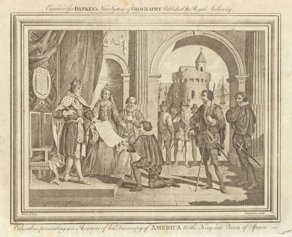 Columbus describing his discovery of America to the King of Spain. BANKES 1789